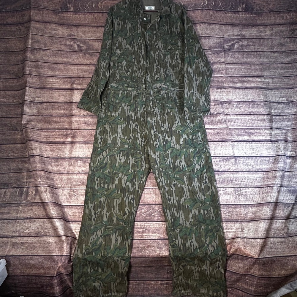Vintage 80s 90s Mossy Oak Original Treestand Camo Coveralls Mens XL Reg USA